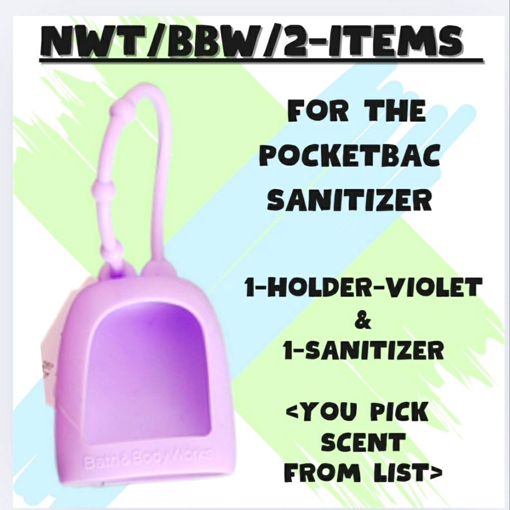 🔥2-ITEMS/SANITIZER HOLDER & SANITIZER <YOU CHOOSE SCENT>/NWT/BBW/POCKETBAC